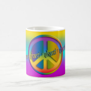 PEACE OM SHANTI linear farbig Kaffeetasse