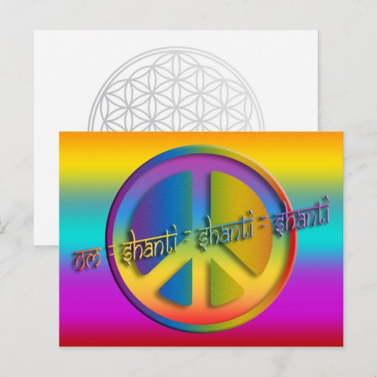 PEACE OM SHANTI | linear farbig Postkarte (Vorne/Hinten)