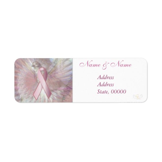 Peace on Angelic Wings Pink Ribbon Address Label (Vorne)
