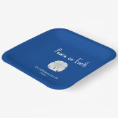 Peace on Earth Beach Sand Dollar Blue Christmas Pappteller (Gewinkelt)