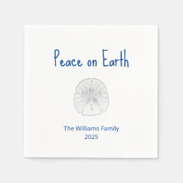 Peace on Earth Beach Sand Dollar Christmas Party Serviette