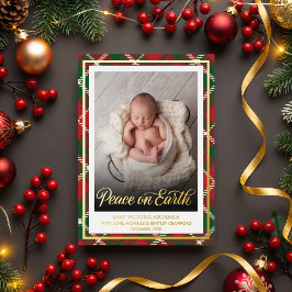 Peace on Earth | Christmas Baby Photo Plaid  Folien Feiertagskarte