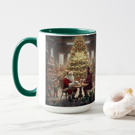 Peace on Earth Christmas Mug AI Used Tasse (Mit Donut)
