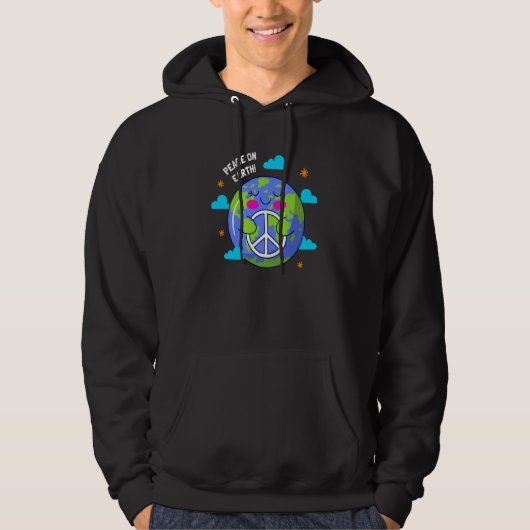 Peace On Earth Day Everyday Hippie Planet Save Env Hoodie (Vorderseite)