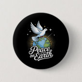 Peace On Earth Dove And Globe Faith Christmas Button (Vorderseite)