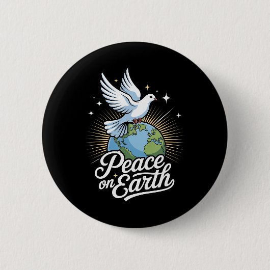 Peace On Earth Dove And Globe Faith Christmas  Button (Vorderseite)