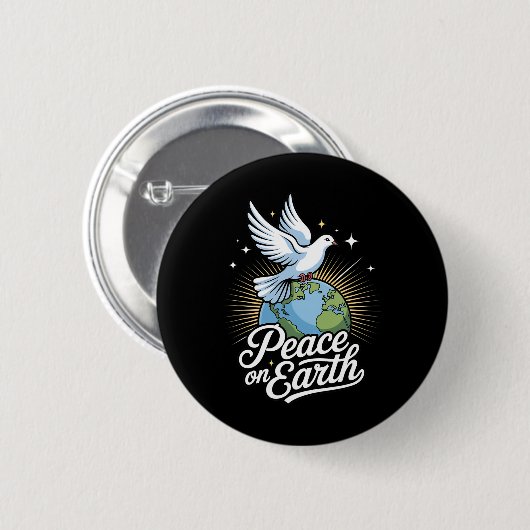Peace On Earth Dove And Globe Faith Christmas Button (Vorne & Hinten)