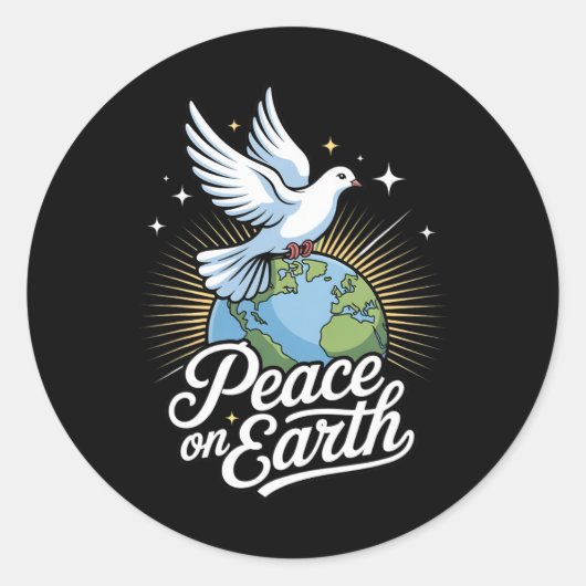 Peace On Earth Dove And Globe Faith Christmas  Runder Aufkleber (Vorderseite)