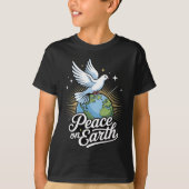 Peace On Earth Dove And Globe Faith Christmas T-Shirt (Vorderseite)