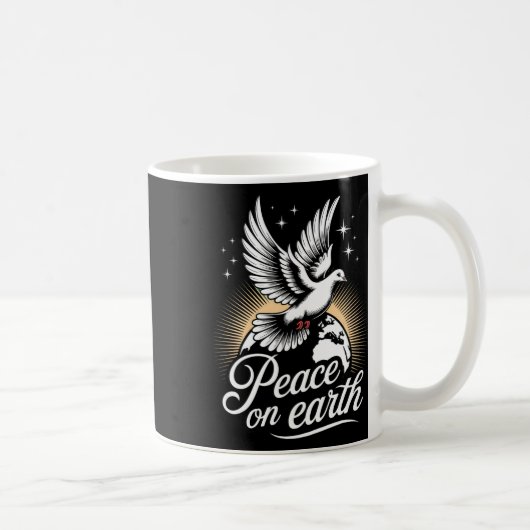 Peace On Earth Dove And Globe Peaceful Christmas Kaffeetasse (Rechts)