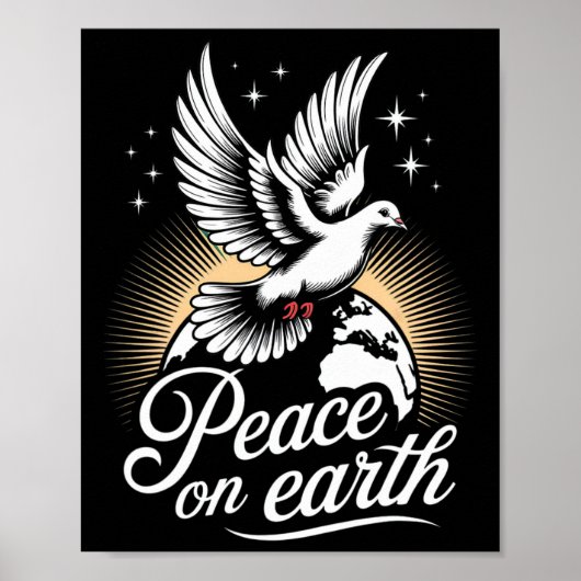 Peace On Earth Dove And Globe Peaceful Christmas Poster (Vorne)