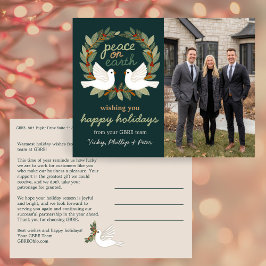 Peace on Earth Doves Business CUSTOM PHOTO  Feiertagspostkarte