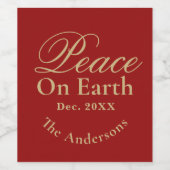 Peace On Earth Minimalist Faux Gold Script Weinetikett (Einzelnes Label)