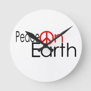 Peace on Earth Runde Wanduhr