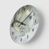 Peace on Earth White Horse in Winter Runde Wanduhr (Winkel)