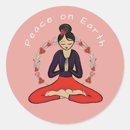 Peace on Earth Yogi Sticker (Vorderseite)