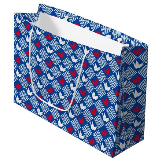 Peace Orizuru Pattern Große Geschenktüte (Vorderseite Schrägansicht)