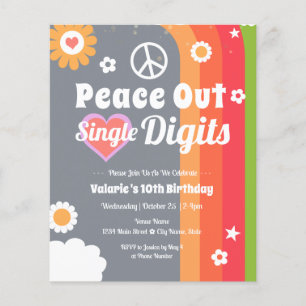 Peace out 10. Birthday Invitations Paper Sheet