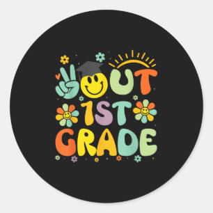 Peace Out 1st Grade Cl of 2025 Goodbye Abschluss Runder Aufkleber