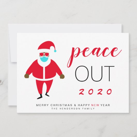 Peace Out 2020 Black Santa in Mask Weihnachten (Vorderseite)