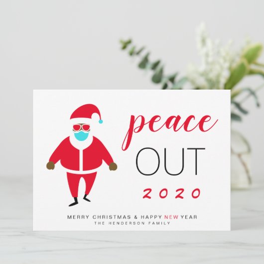 Peace Out 2020 Black Santa in Mask Weihnachten (Stehend Vorderseite)