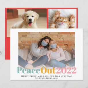 Peace Out 2020 Bunte Pastelle Weihnachtsfeiern Fot Feiertagskarte