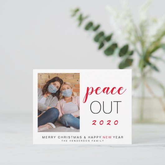 Peace Out 2020 Family Foto Weihnachten Neues Jahr (Stehend Vorderseite)