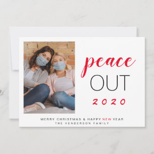 Peace Out 2020 Photo Happy New Year Christmas Feiertagskarte