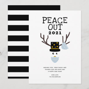 Peace Out 2021 Funny New Years Face Mask Rentier Feiertagskarte