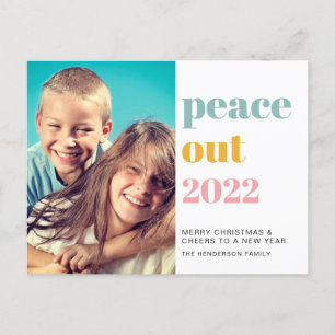Peace Out 2022 Foto - farbenfrohe Weihnachtsfeiert Feiertagspostkarte