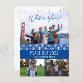 Peace Out 2023 Was a Year 3 Foto Collage - Blue Feiertagspostkarte