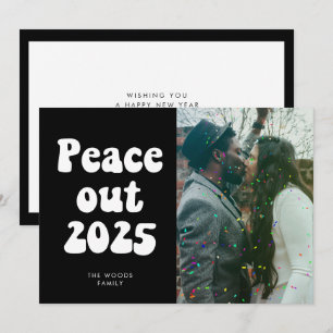 Peace out 2025 Retro Vintag New Year Foto Holida Feiertagskarte