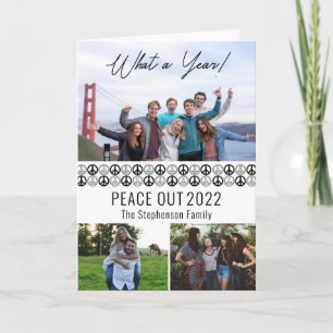 Peace Out 2026 Was für ein Jahr 3-Foto-Collage - S Feiertagskarte