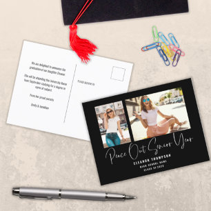 Peace Out 2 Foto Script 2022 Abschluss Black Ankündigungspostkarte