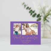 Peace Out 2 Foto Script 2022 Abschluss Lila Ankündigungspostkarte (Stehend Vorderseite)