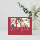 Peace Out 2 Foto Script 2022 Abschluss Red Ankündigungspostkarte (Stehend Vorderseite)