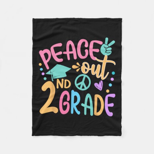 Peace Out 2. Klasse Bye Bye School Hallo Sommer Fleecedecke (Vorderseite)