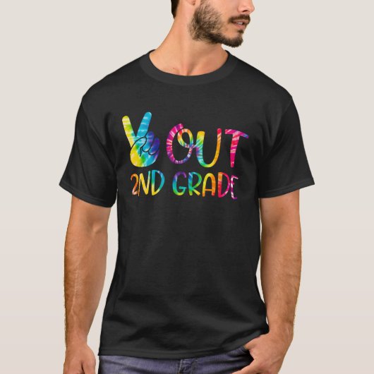Peace Out 2nd Grade Last Day Of School Tie Dye T-Shirt (Vorderseite)