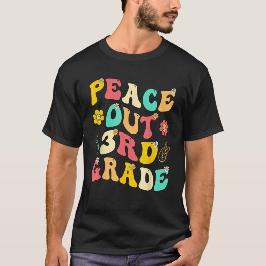 Peace Out 3rd Grade Groovy Graduation 3rd Grade He T-Shirt (Vorderseite)