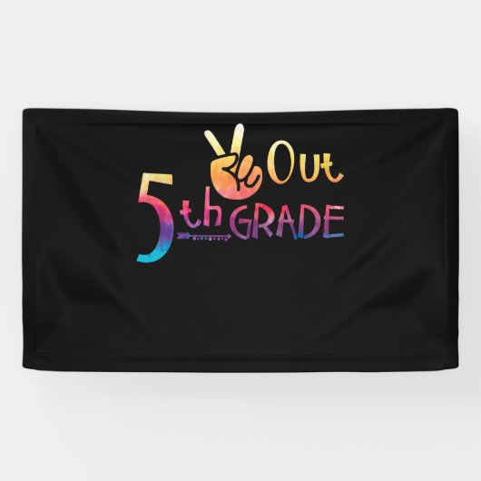 Peace Out 5th Grade Gefärbte Krawatte Abschluss Cl Banner (Horizontal)