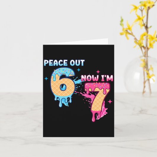 Peace Out 6 Now I'm 7 Ice Cream Drip 7th Birthday Karte (Gelbe Blume)