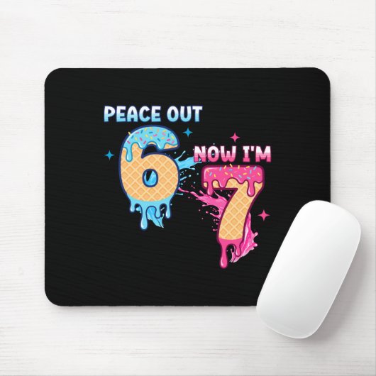 Peace Out 6 Now I'm 7 Ice Cream Drip 7th Birthday Mousepad (Mit Mouse)