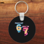 Peace Out 6 Now I'm 7 Ice Cream Drip 7th Birthday  Schlüsselanhänger (Vorderseite)