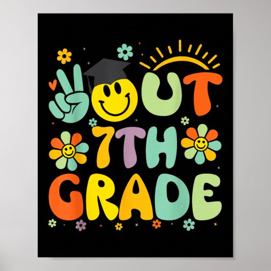 Peace Out 7th Grade Cl of 2025 Goodbye Abschluss Poster (Vorne)