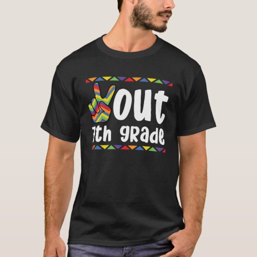 Peace Out 7th Grade Last Day Of School Graduation  T-Shirt (Vorderseite)