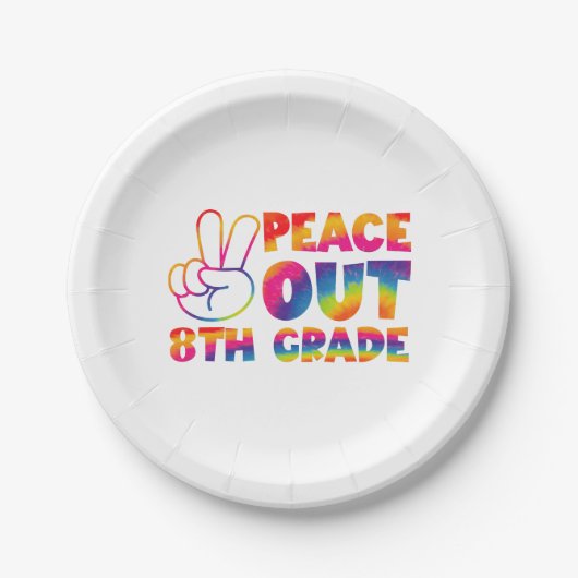 Peace Out Achte Klasse Gefärbte Krawatte Letzter T Pappteller (Vorderseite)