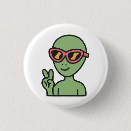Peace Out Alien Button
