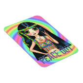 Peace Out Big Eye Hippie Girl Blinkend Peace Sign Magnet (Rechte Seite)