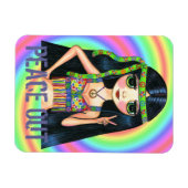 Peace Out Big Eye Hippie Girl Blinkend Peace Sign Magnet (Horizontal)