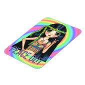 Peace Out Big Eye Hippie Girl Blinkend Peace Sign Magnet (Linke Seite)